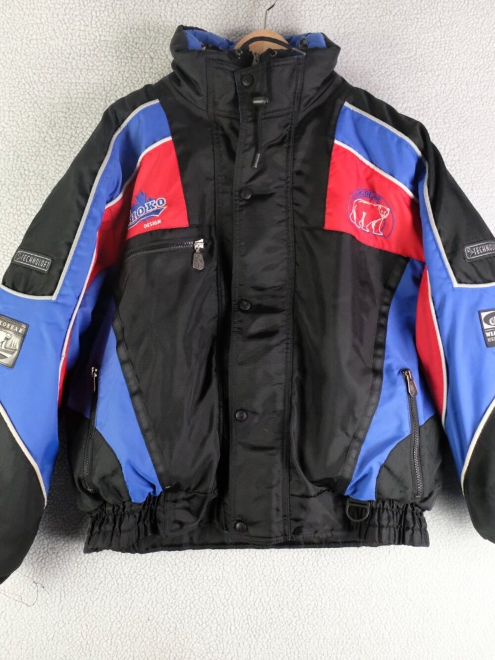 Chokobear Jacket Mens Large Black Blue Snowmobile Fleece Lined Vintage Winter